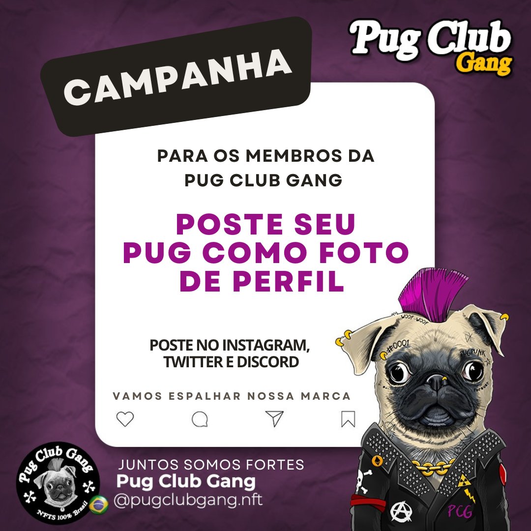 Pugflixbr's tweet photo. BORA PARTICIPAR FAMÍLIA PUG.
Vamos invadir a Internet com os nossos Pugs. Woof-woof Woof-woof.
#nftbrasil #nftsp #nftriodejaneiro #nftsaopaulo #nftpug #pugclubgang https://t.co/8UBPBtARuD