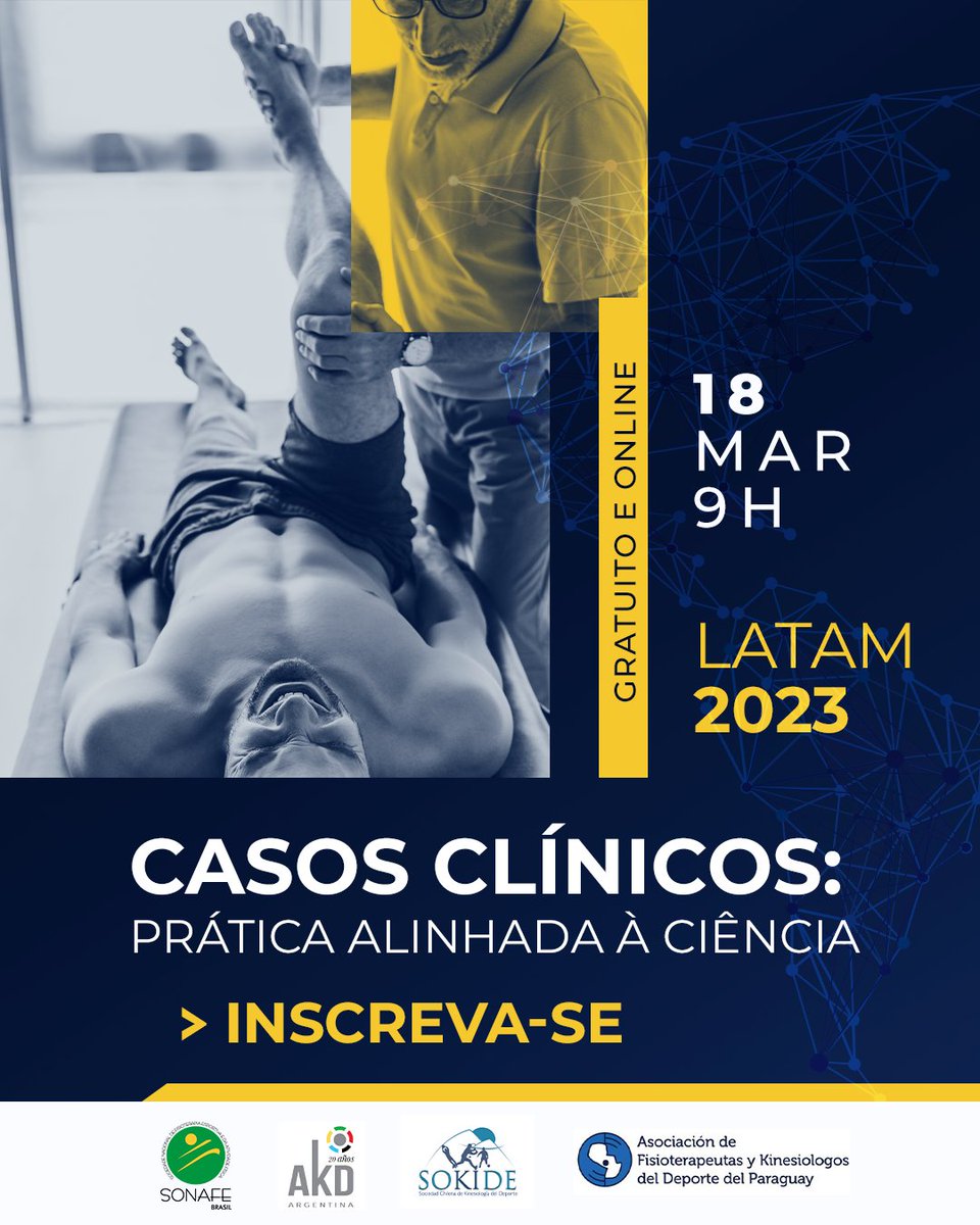 INSCREVA-SE  na primeira Reunião Científica Latam de 2023 - gratuita e on-line! A @sonafebrasil, ao lado da @sokide_chile, @akdeporte e @akdpy te esperam dia 18 de março.
🔔 us02web.zoom.us/meeting/regist… 

#sonafebrasil #fisioterapiaesportiva #fisioterapia #kinesiologiadeldeporte