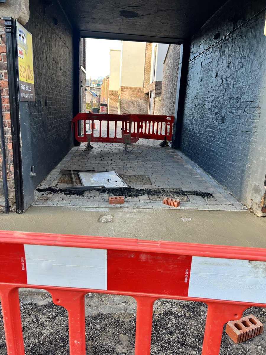 _misshell_'s tweet photo. Hi @CityofYork , can anyone explain why the works on Marygate has totally blocked access to several homes leaving me to wander the streets hoping it doesn’t matter that I’ve now missed two lots of medication?! I’m cold, I’m hungry and I need my antibiotics. #marygate https://t.co/VCvkbPJIRq