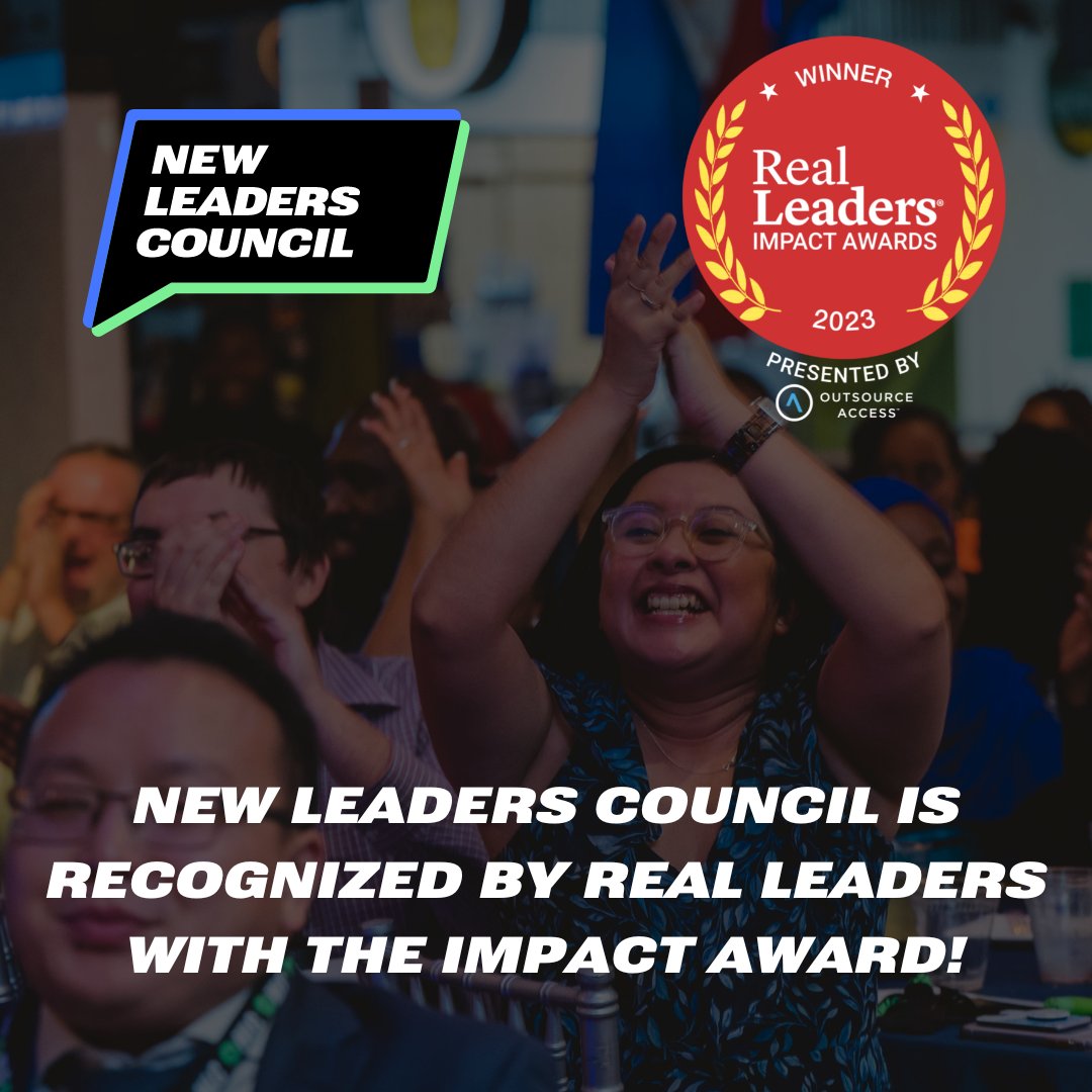 NLC's tweet photo. New Leaders Council is thrilled to be recognized by Real Leaders® as one of the 300 Top Impact Companies award winners from around the world! 

Help us celebrate with a clapping emoji in the comments!

ID: NLC Logo next to the Real Impact Logo over a background of people clapping https://t.co/hpNaJ7Ft06