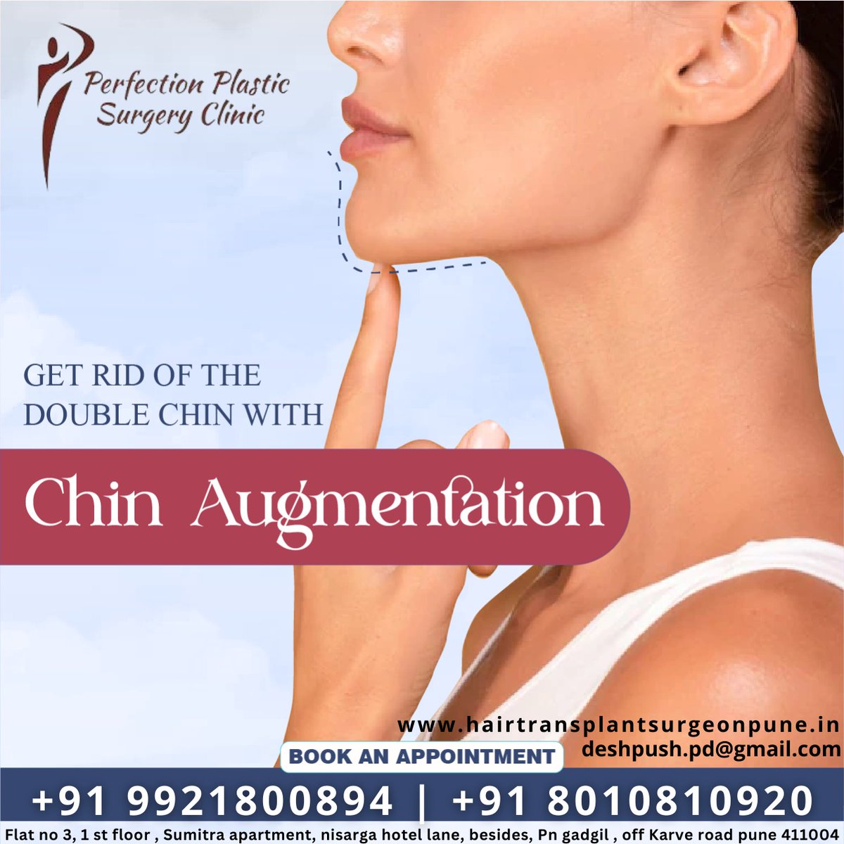 Get Rid of the Double Chin With Augmentation
Book An Appointment
Call : - +91 9921800894
Call : - +91 8010910920

#perfectionplasticsurgeryclinic #chin #chinaugmentation #doublechin