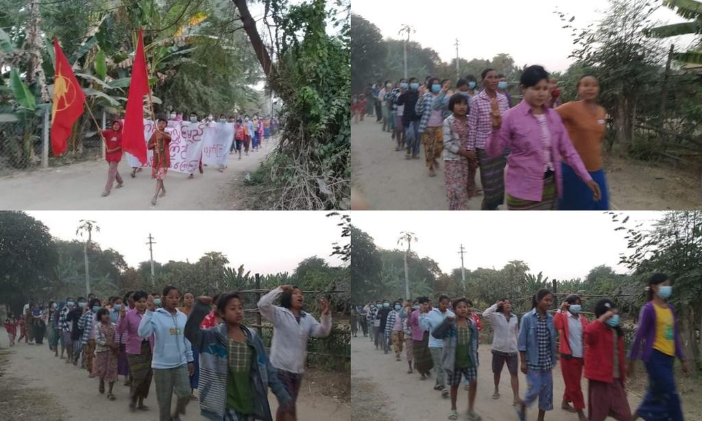 ActivistLittle's tweet photo. An anti-coup revolutionary protest in somewhere in Sagaing region today.

#2023Jan18Coup #WhatsHappeningInMyanmar https://t.co/vjmGOLnl9N