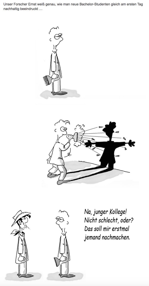 Wer wissen will, wo #LuckyLuke gelernt hat, schneller als sein Schatten zu ziehen, sollte vielleicht mal bei unserem Forscher Ernst nachfragen ...

#Labor #Comic #LabFun #ScienceJoke #FunnyScience #ScienceHumor