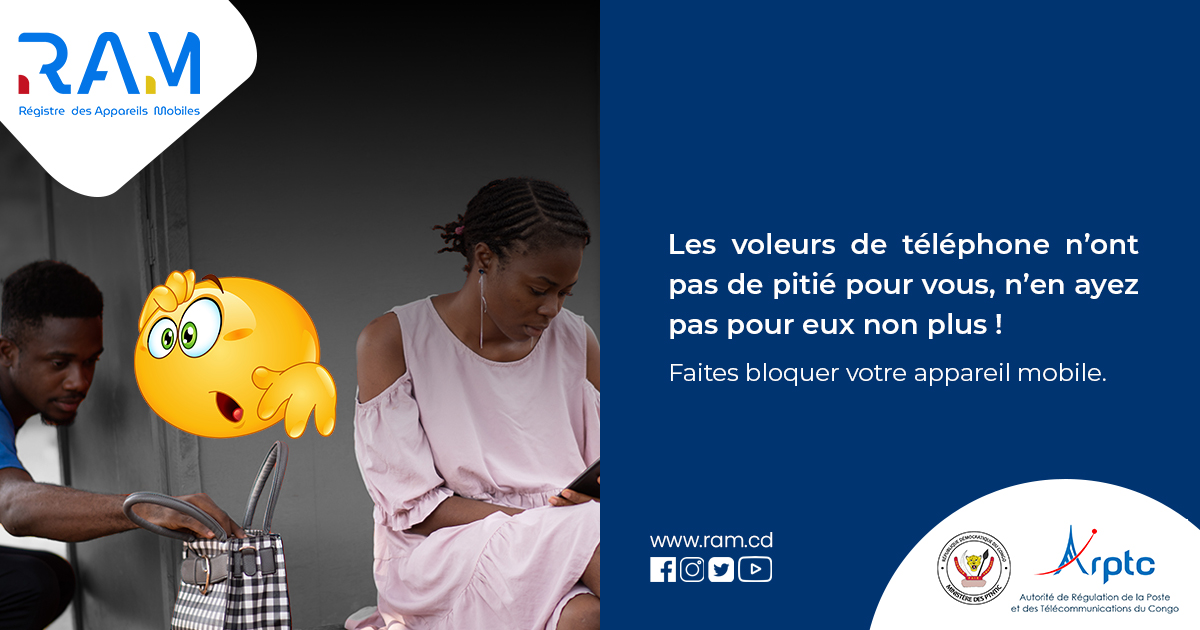 ramrdcongo's tweet photo. Faites bloquer votre appareil volé pour empêcher son utilisation. Présentez-vous au SHOP de votre opérateur mobile pour introduire votre demande de blocage. Après avoir confirmé votre identité, l’opérateur nous transférera votre requête afin d’exécuter la demande de blocage https://t.co/AC6ofQ7oQG