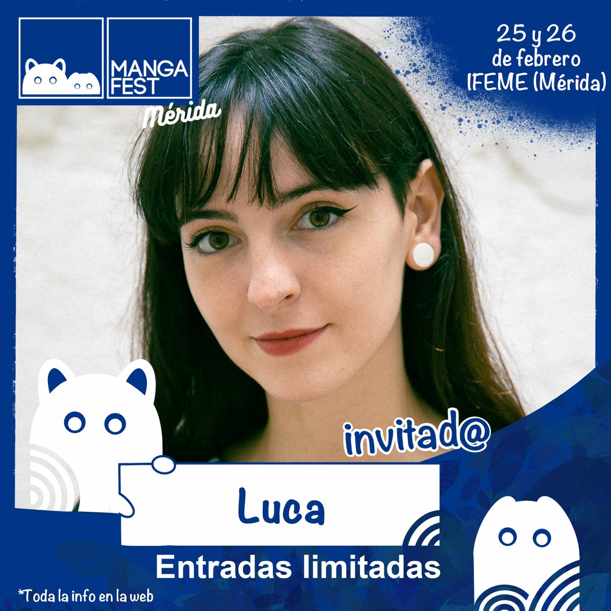 ¡<a href="/LucaB_Art/">🎨 Luca.B Art</a> se apunta a #Mangafest23 #Mérida 🔥

🎨 Dibujante e ilustradora, su obra artística está en constante cambio, probando y fusionando diferentes técnicas y estilos, desde ilustración digital hasta pintura al óleo

📅 25 y 26 de febrero
📍 IFEME
💻 mangafest.es/merida/2023/in…