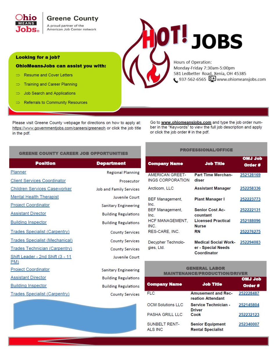 OMJGreeneCounty's tweet photo. Check out the Hot Jobs in Greene County this week! https://t.co/J2zYV2k0WC