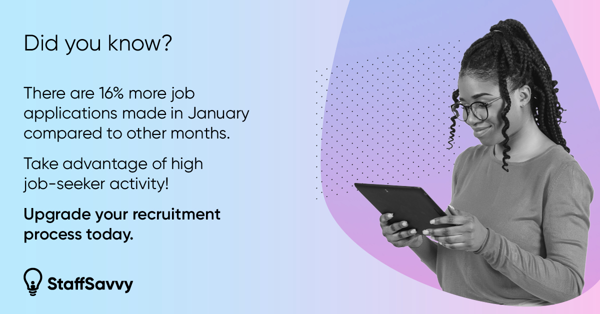 There are 16% more job applications made in January compared to other months.

Upgrade your recruitment process and take advantage of high job seeker activity today ➡️ bit.ly/3XnZpK0

#Recruitment #WorkforceRecruitment #HiringEfficiency #NewYearResolutions