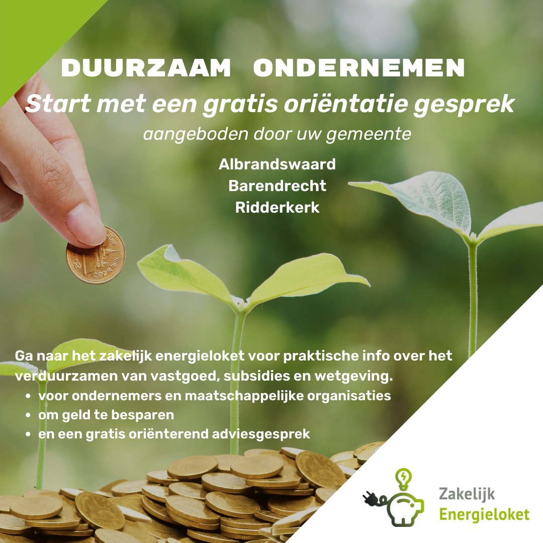 Energieke Regio heeft - in opdracht van de gemeenten Albrandswaard, Barendrecht en Ridderkerk - het Zakelijk Energieloket voor ondernemers en maatschappelijke organisaties geopend.
- albrandswaard.zakelijkenergieloket.nl
- barendrecht.zakelijkenergieloket.nl
- ridderkerk.zakelijkenergieloket.nl