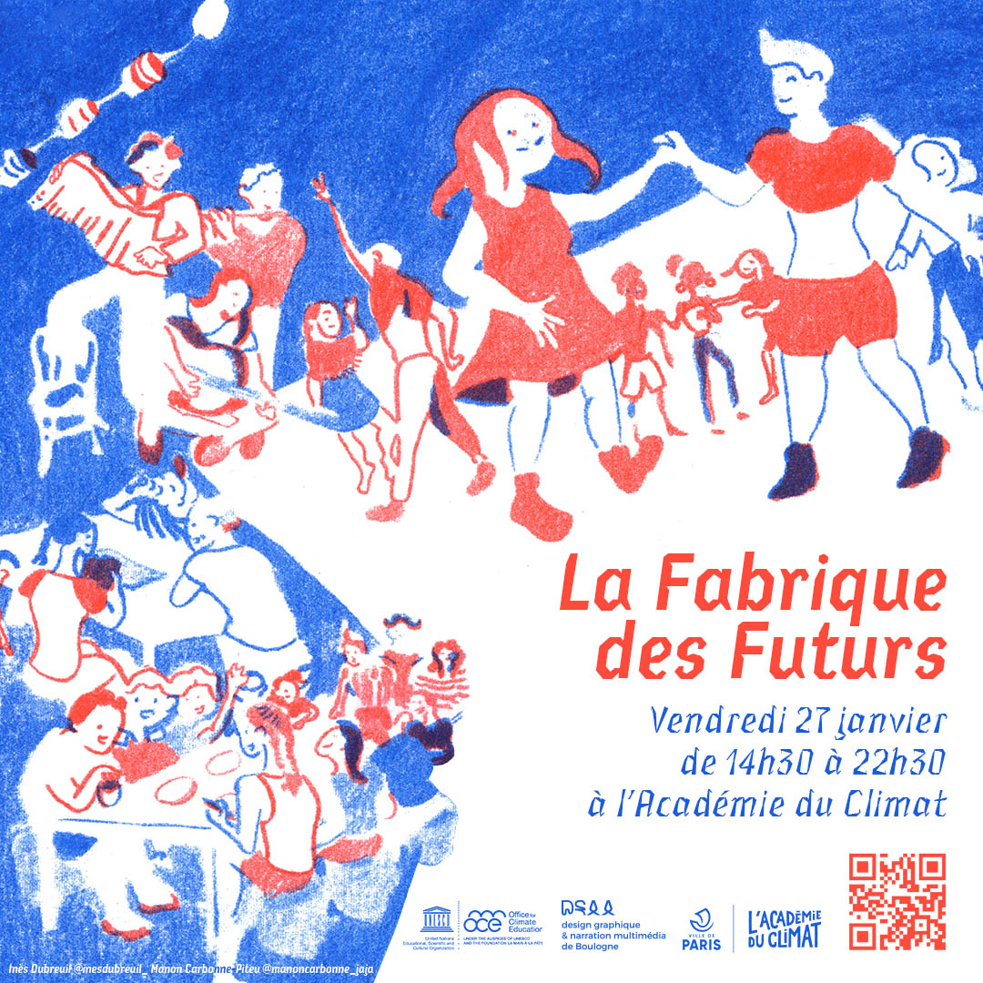 OfficeClimate's tweet photo. 🎨L'OCE organise avec les étudiants  du DSAA design graphique du lycée Jacques Prévert à Boulogne Billancourt une journée centrée sur les nouveaux récits, le 27 janvier à @academieduclimat : "La Fabrique des Futurs : imaginons des futurs possibles sous contrainte climatique."👇 https://t.co/Div61z3rEJ