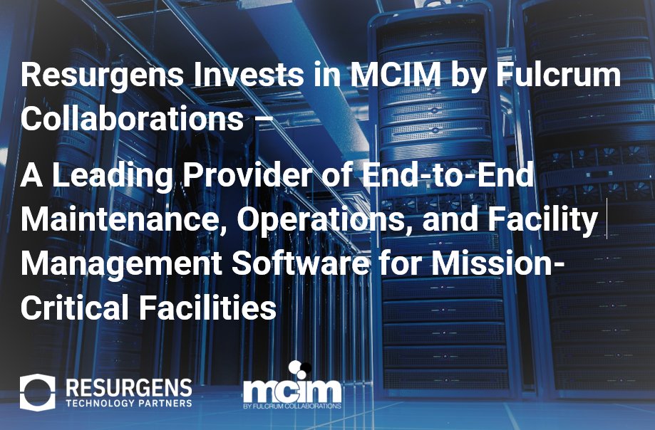 We are excited to announce our platform investment in @mcim24x7 — a leading provider of end-to-end maintenance, operations, and facility management software for mission-critical facilities. Read more here – resurgenstech.com/resurgens-tech… #PrivateEquity #Software #CMMS #EAM #APM