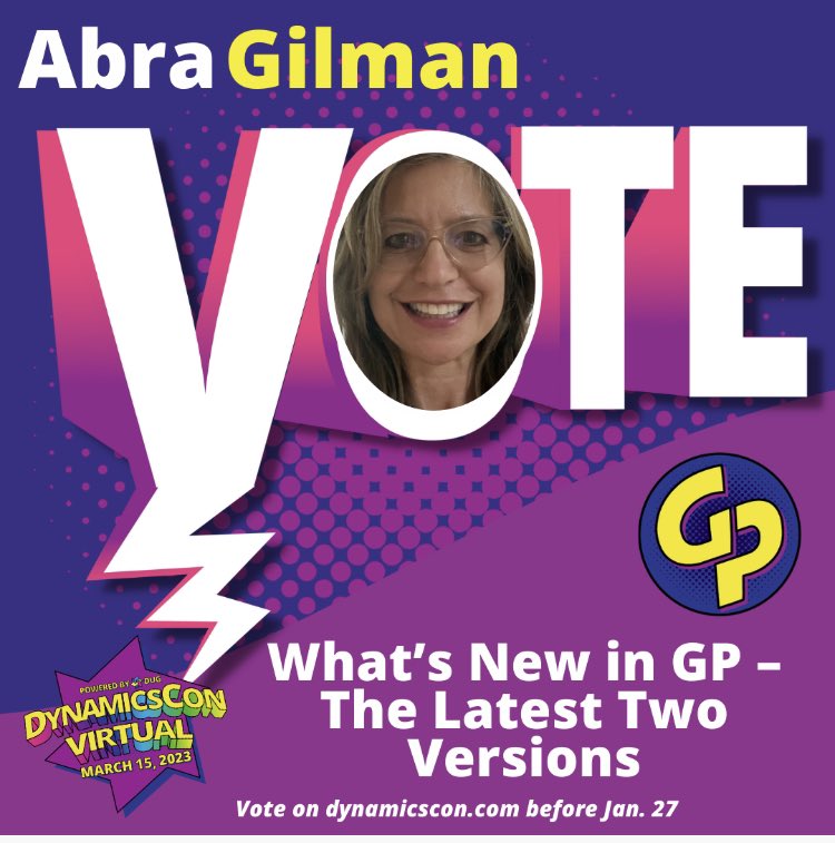 I haven’t shared time with you all in a minute… I’d LOVE if YOU would vote for MY Dynamics GP New Features session to be included in the virtual <a href="/Dynconference/">DynamicsCon</a> March 15-16, 2023, so I can share these improvements- and a Bitmoji or two ❣️🌻.
dynamicscon.com