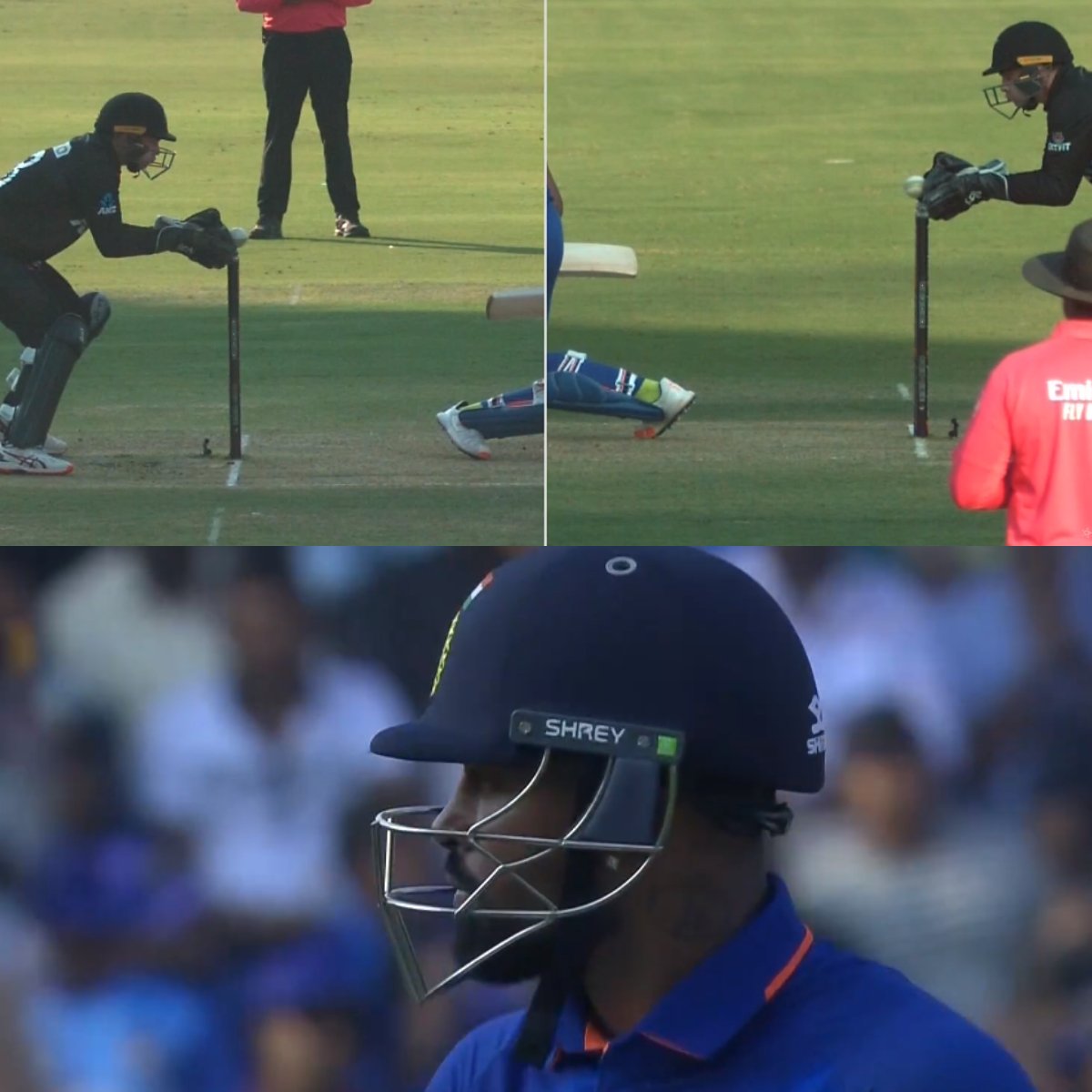 saravspace's tweet photo. From now on, a wicket keeper can clip the bail to claim a wicket... Easy Way Out!

And yes, Third Umpire And TV Director Need Big Glasses 🕶️ Poor @hardikpandya7 💔 https://t.co/6JWVLZumN7