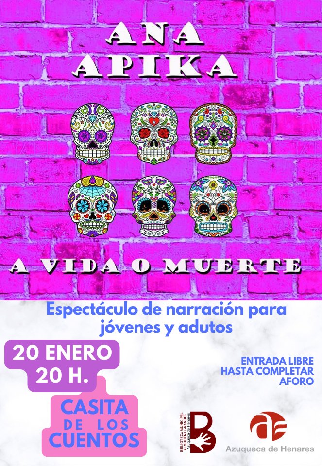 Mañana tenemos doble sesión de cuentos en la Casita de los Cuentos🏡📚😊
⏰ 17.30 h. para público familiar. Cuenta <a href="/_AEDA_/">AEDA Narración Oral</a> Recoger🎟️ en la #BibliotecaDeAzuqueca
⏰ 20 h. para jóvenes y adultos. Cuenta <a href="/anaapika/">Ana Apika</a>. Entrada libre.
No te lo puedes perder, lo vamos a pasar genial😊