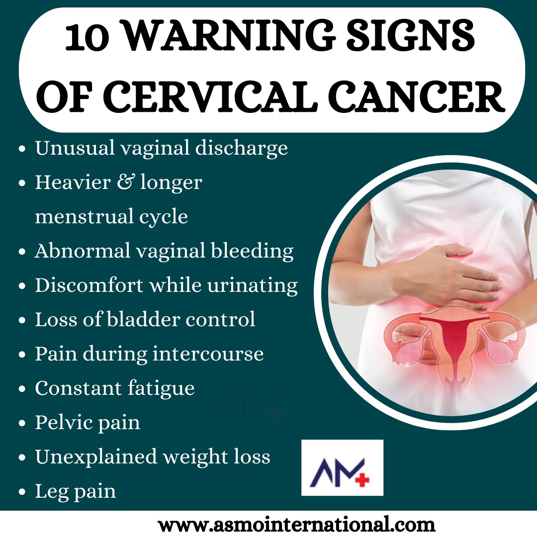 10 Warning Sings of Cervical Cancer.
.
bit.ly/3nHERKo
.
#cervicalcancer #unusualvaginaldischarge #heavier #longermenstrualcycle #abnormalvaginalbleeding #urinating #lossofbladdercontrol #painduringintercourse #constantfatigue #pelvicpain #unexplainedweightloss #legpain