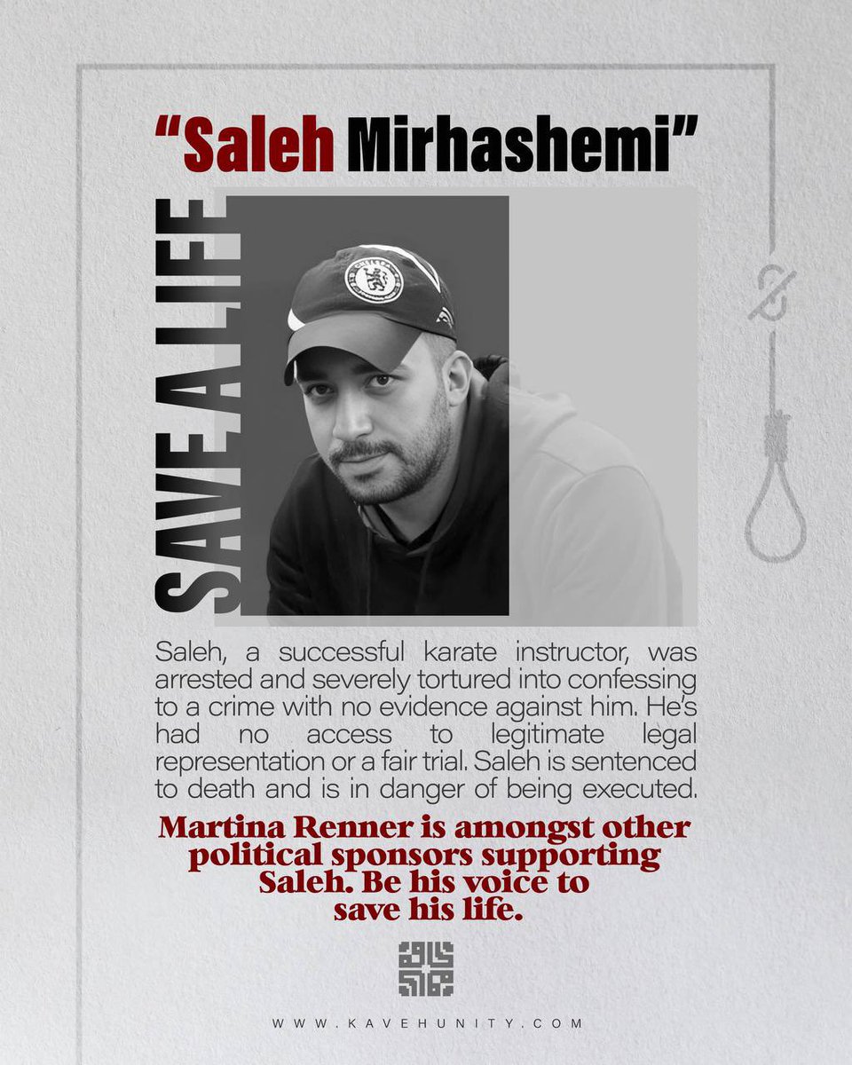 5ogand's tweet image. #SalehMirhashemi is sentenced to death and is in danger of being executed.

@MartinaRenner is amongst other political sponsors supporting Saleh. Be his voice to save his life.

#MahsaAmini 
#IRGCterrorists