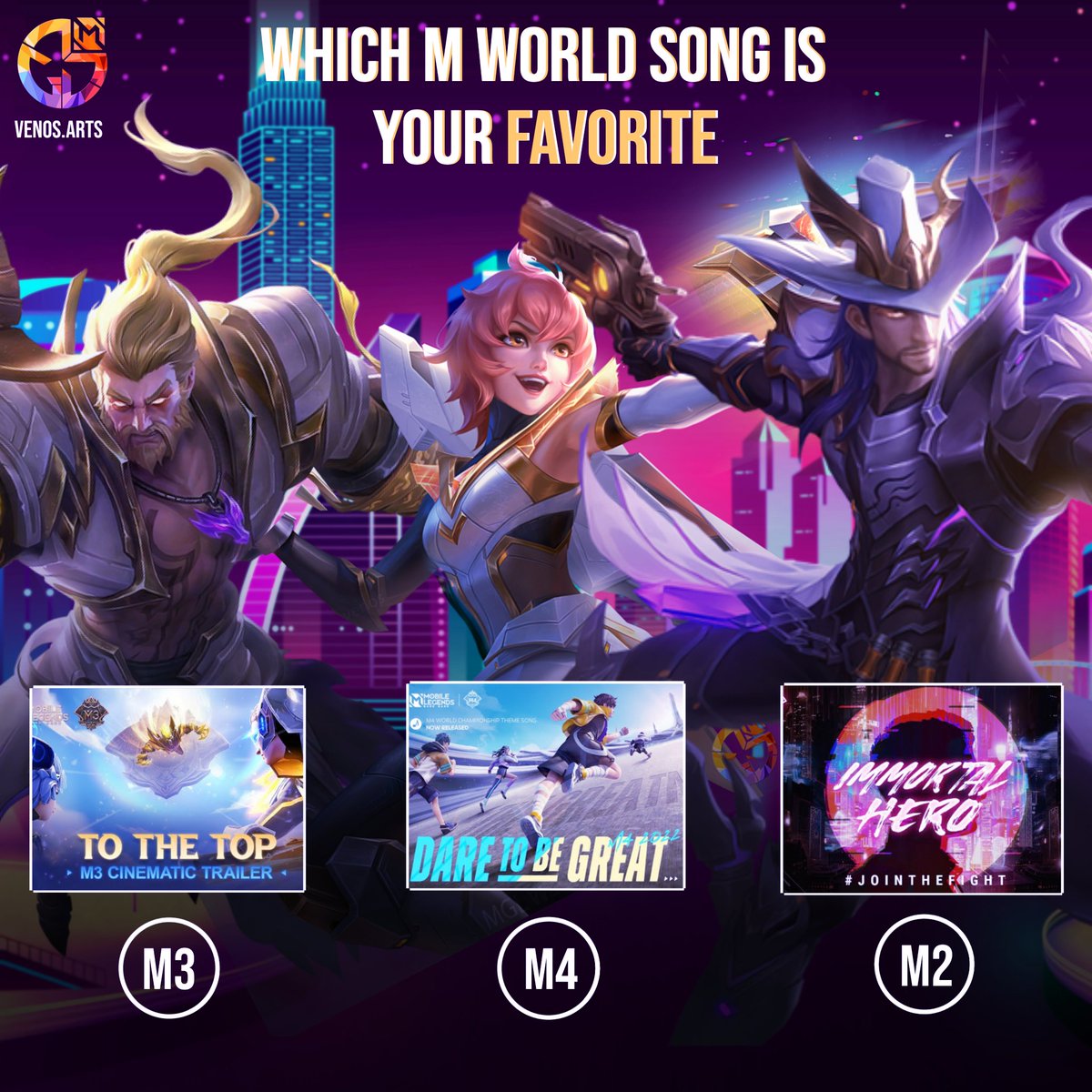 MobileLegendsJP's tweet photo. M世界選手権の曲はどれ？
バンガー？

MGL デザイナー: venos.arts

#M4MLBB #mglmlbb #beatrixmlbb https://t.co/Lu1mHnH410