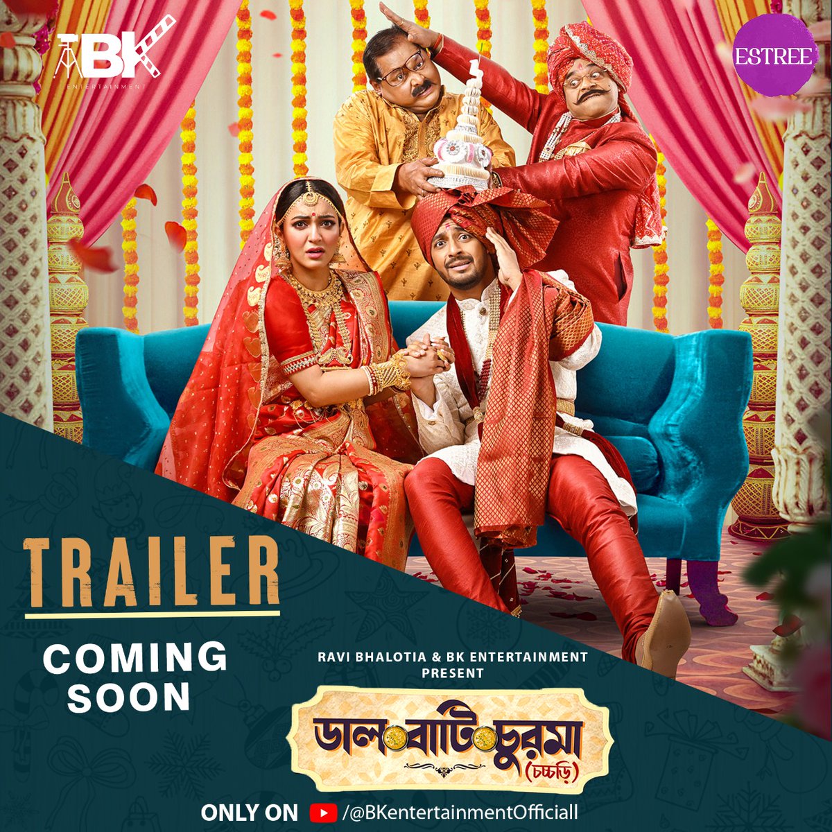 BK_EntOfficial's tweet photo. Daal..Baati..Churma..Chachhori.. and Entertainment..

Serving the Trailer soon....

@bonysengupta  | @KoushaniMukher1  | Haranath Chakraborty | Ravi Bhalotia | ESTRI  | BK Entertainment https://t.co/1ktFWpwFGP