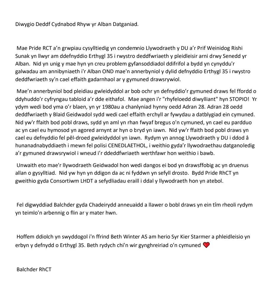 RCTPride's tweet image. Scottish Gender Recognition Act Reform A Statement.
#TransRightsAreHumanRights #selfidentification @lmbowen29 @PeskyLesbian79 @AmberVerona @paul_stumpy @stonewalluk @StonewallCymru @LGBTConsortium @UKGovScotland @10DowningStreet @BethWinterMP @AlexDaviesJones @squirrels_atgn
