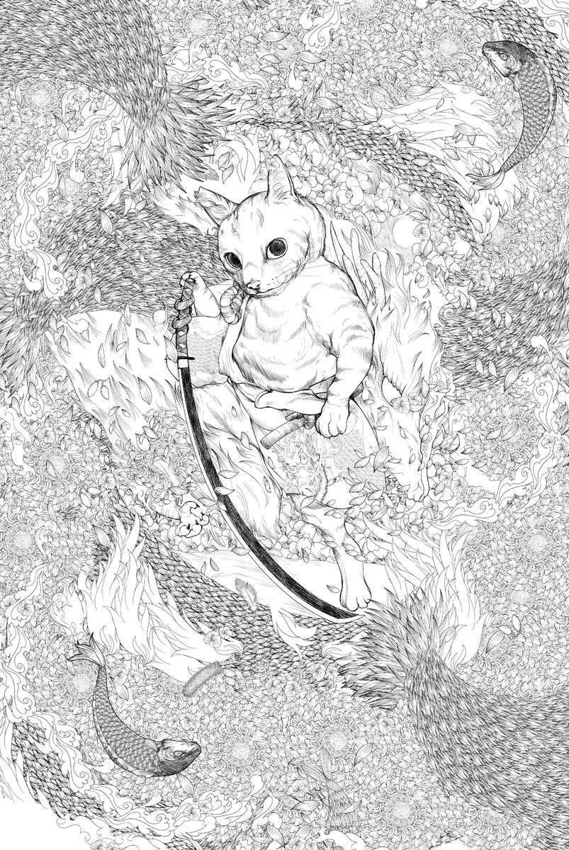 「超特価】犬かねこ浮世絵風イラスト80%オフセールやります。1枚1ねこで40000」|かざあなのイラスト