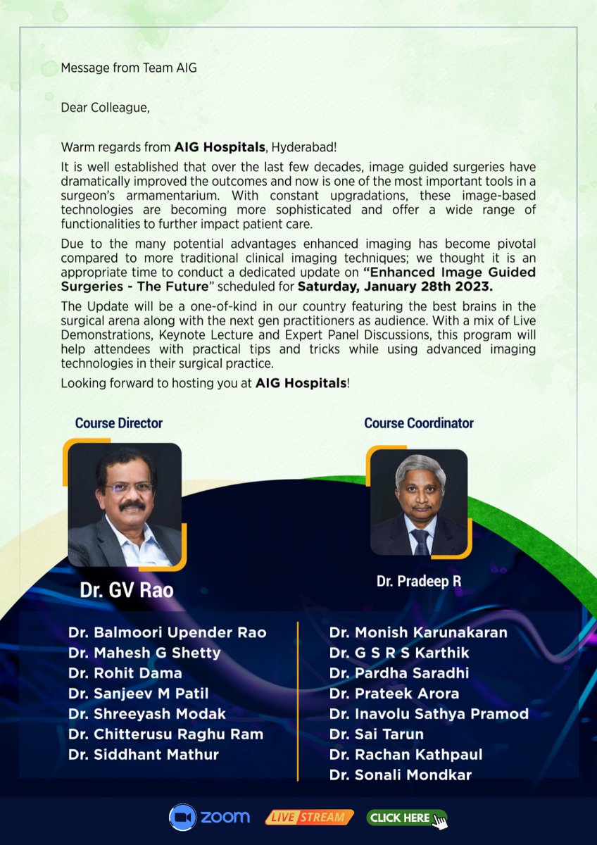 AIGHospitals's tweet photo. At AIG Hospitals, are presenting the first dedicated Update on “Enhanced Image Guided Surgeries” with the launch of #VISERA ELITE III Surgical #Visualization Platform from #Olympus. Click https://t.co/g1jmz3nUyZ to learn more and register.
#AIGHospitals  #ImageGuidedSurgeries https://t.co/MMVHbxWjsO