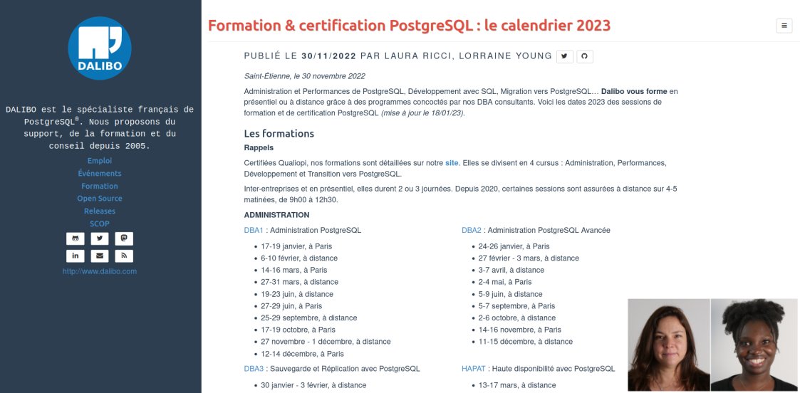 C'est peut-être le moment de se caler une #formation à #PostgreSQL cette année, en présentiel ou à distance ? <a href="/oslandia/">Oslandia</a> se charge de vous former à #PostGIS ! Voici les dates 2023 à jour =&gt; dali.bo/202211_formati…
#DBA #SGBD #SIG #QGIS #opensource #logicielsLibres
