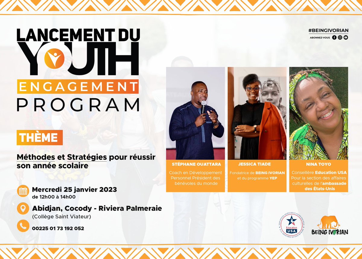 BeingIvorian's tweet photo. Le projet Youth Engagement Program démarrera au Collège Saint Viateur d’Abidjan le mercredi 25 janvier 2023.

S'appuyant sur la dynamique de l’UNESCO, nous croyons fermement que le meilleur investissement est celui que nous accordons à une éducation durable. 
#beingivorian #yep https://t.co/pOVJtRSoMz