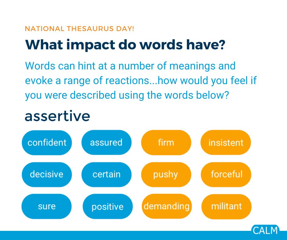 Calmtraining's tweet image. It’s #NationalThesaurusDay, so we’ve been considering how much words matter! The words we use to talk about &amp;amp; describe people in services have a huge impact on how staff feel, think &amp;amp; act. 

What words/phrases do you use to promote positive framing in your practice?