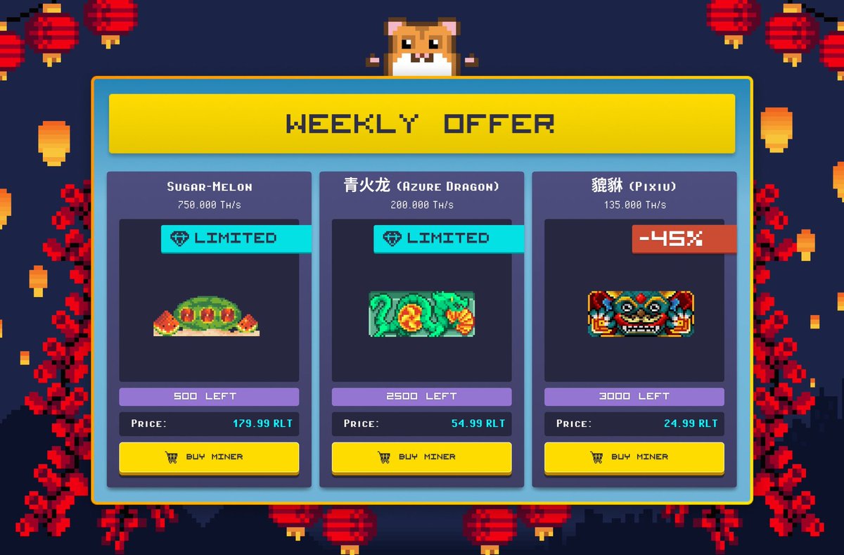 RollerCoin_Indo's tweet photo. Yo Roller! 🏮✨

Maaf di postingan sebelumnya tentang Weekly Offers yang baru, harganya belum update 🤧

Parade lentera yang indah di langit ini terus berlanjut, jadi luangkan waktu untuk mendapatkan beberapa penambang yang meriah! 🐲👇
https://t.co/aT3twUMFaJ https://t.co/zvBYla1b2c