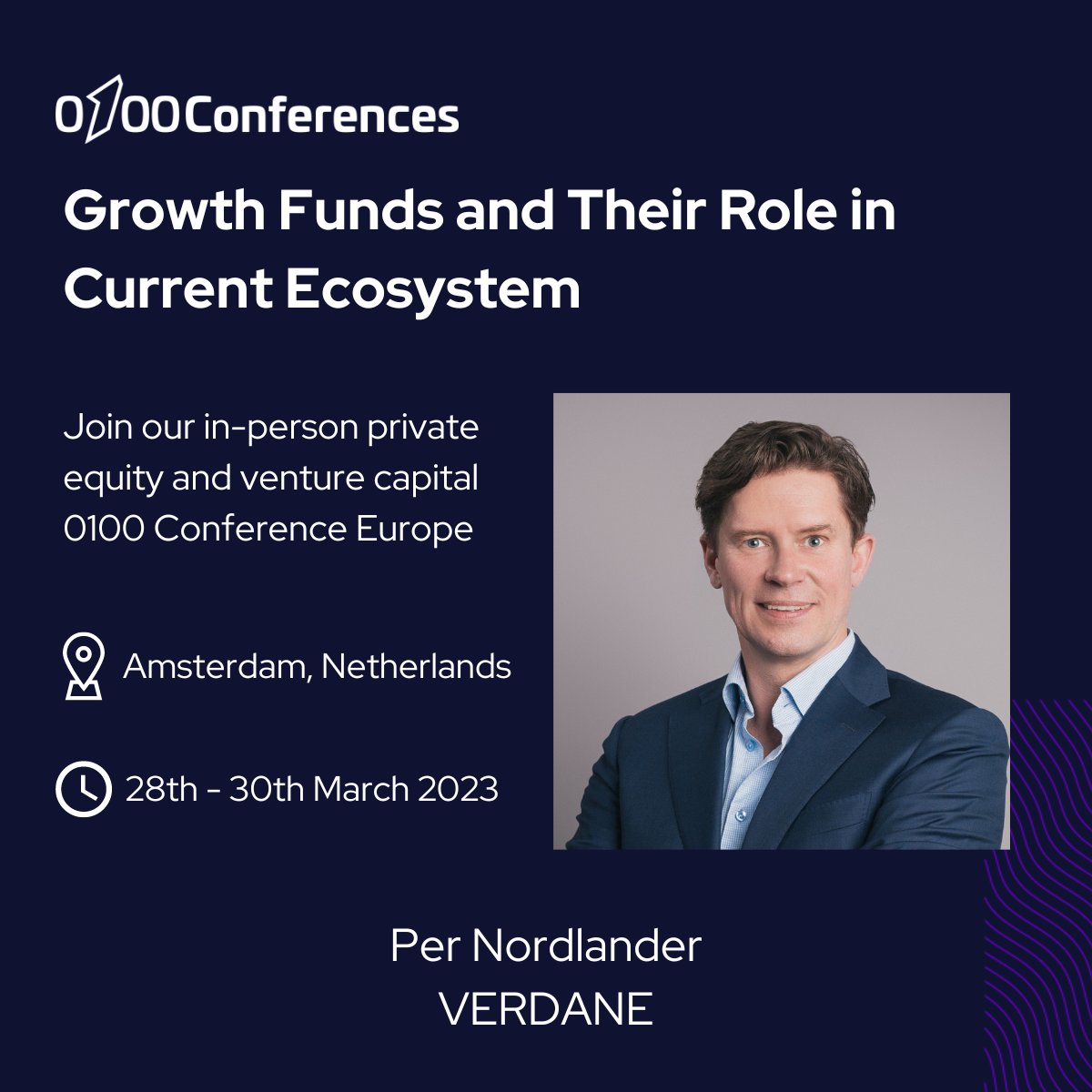 Join 0100 Conference Europe this March and get a chance to listen to Per Nordlander from Verdane as he delves into the intricacies of #growthfunds and their role in today's ecosystem. 
Register now and join us at the 0100 Conference Europe! 

0100conferences.com/conferences/01…