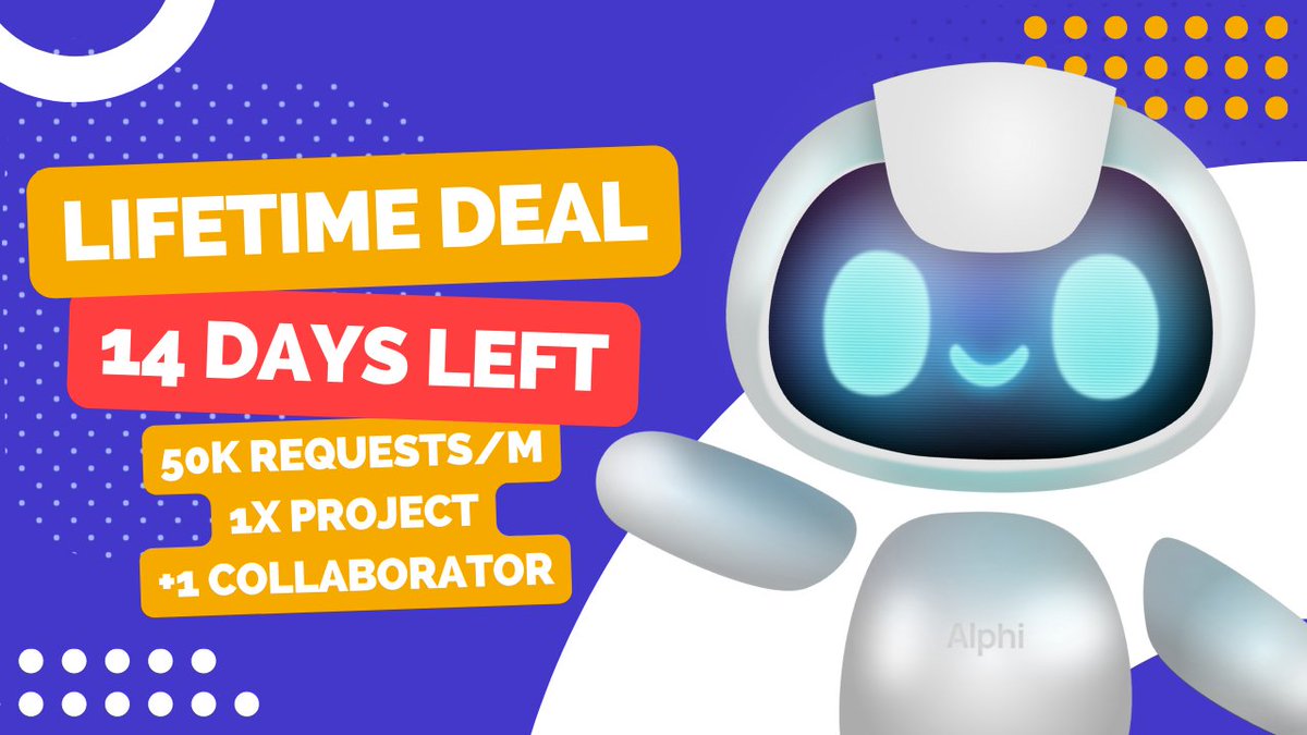 ⏰ Grab our lifetime deal before it goes forever, and start building your #nocode backend/ middleware! ⏰

Price: $449

⚡️ 50,000 requests/ month
📘 1x Project
👤 +1 Collaborator
🌐 Additional requests $0.00019

Video and Docs below 👇

#apis #middleware #saasdeal #lifetimedeal