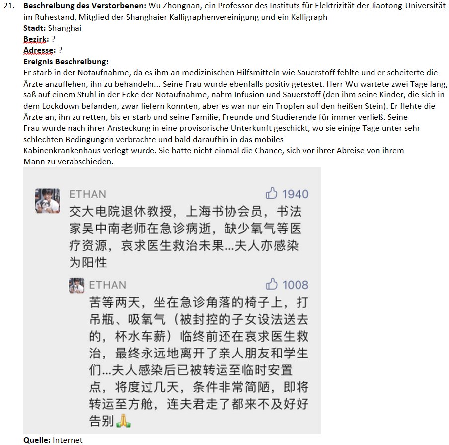 rem_the_truth's tweet photo. Liste der Menschen, die wegen der Lockdown-Politik in Shanghai gestorben sind
【21】

in Deutsch

#COVID19 #Covid_19 #lockdowns #shanghai #chinalockdown #China #CoronavirusUpdates   #lockdownlife https://t.co/ZUGng7wbRg