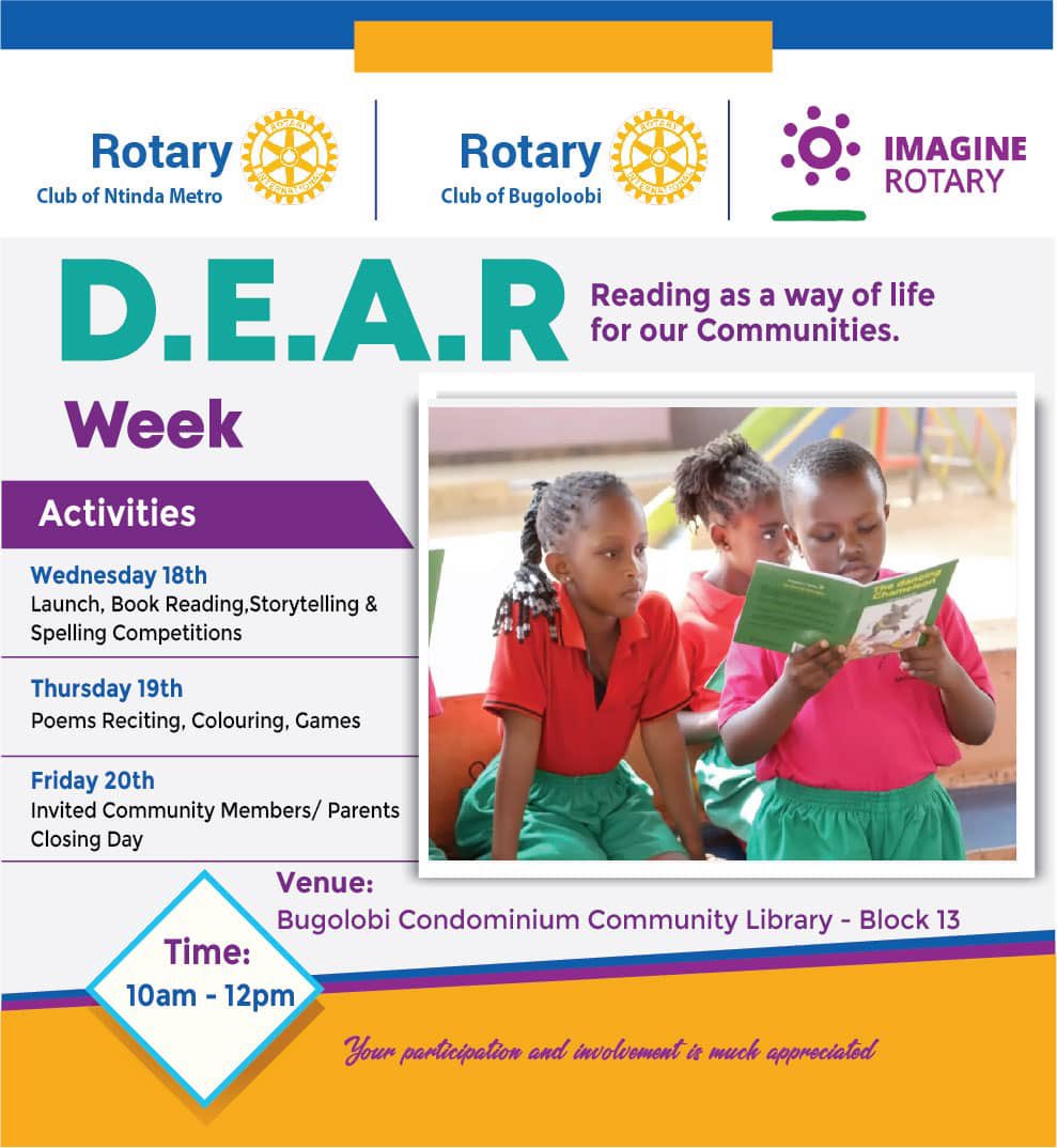 Rotary Club of Ntinda Metro in collaboration with the Rotary Club of Bugoloobi conducting D.E.A.R week at Bugolobi Condominium Community Library.@mikesebaluken @RotaryBelep @mikesebaluken @rotaryd9213 @rotaryclubofbugolobi