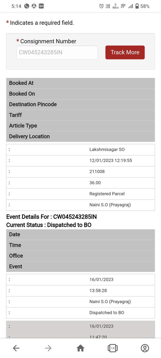 ShashiShankarM3's tweet photo. @IndiaPostOffice The largest post system is the biggest failure to speed post CW045243285IN not delivered after 7 days even if the tracking system is not having any updates. Stop using Indian postal. https://t.co/Gp2vwDYMnp