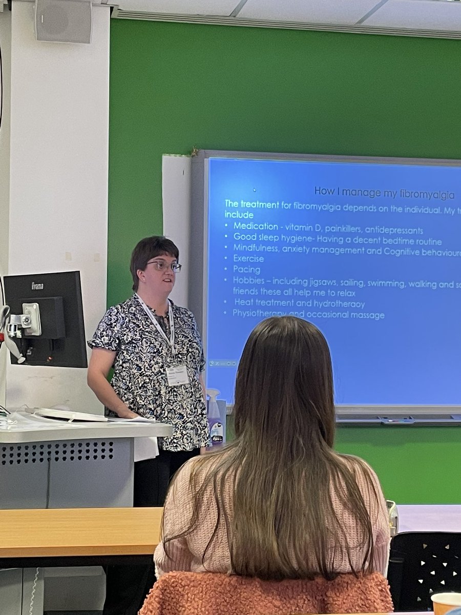 Salford University's Student Led OT Cafe (@uosotc) on Twitter photo <a href="/nictomnic1/">Nichola Thomason OT</a> talking about her liver experience of fibromyalgia and its impact on occupational performance #uosotc2023 #OccupationalTherapy <a href="/nictomnic1/">Nichola Thomason OT</a> talking about her liver experience of fibromyalgia and its impact on occupational performance #uosotc2023 #OccupationalTherapy