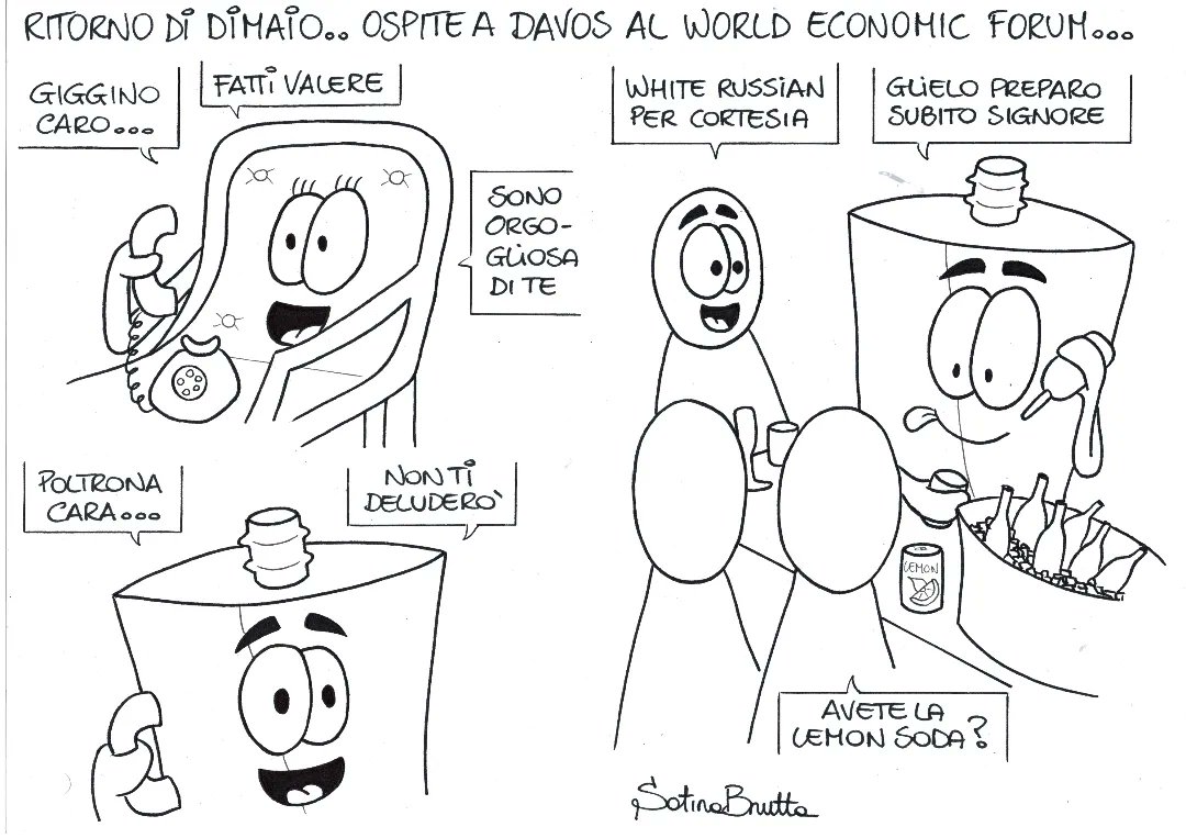 Ottimo il catering! #davos #worldeconomicforum #dimaio #luigidimaio #ospite #ucraina #giggino #poltrona #catering #whiterussian #lemon #lemonsoda #lemonsoda🍋#impegnocivico #satira #SatiraBrutta #vignetta #fumetto #fumettoitaliano #memeitaliani