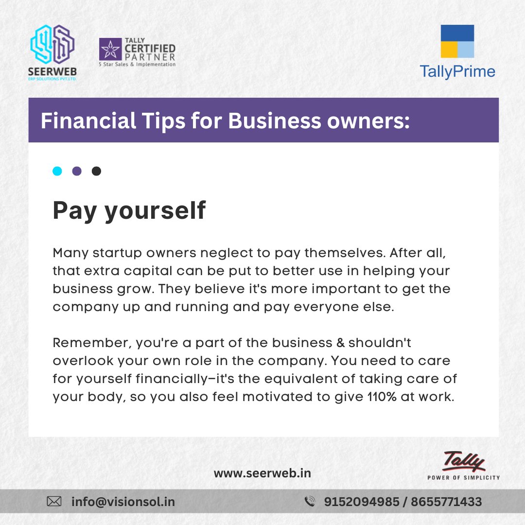 While you take care of your own financial health, let our technological expertise take care of your firm's financial health

Get Seerweb on your team🤝
📞+91 9152094985 / +91 8655771433
✉ info@visionsol.in

#payyourselffirst #business #software #tallysolutions #seerwebsolutions