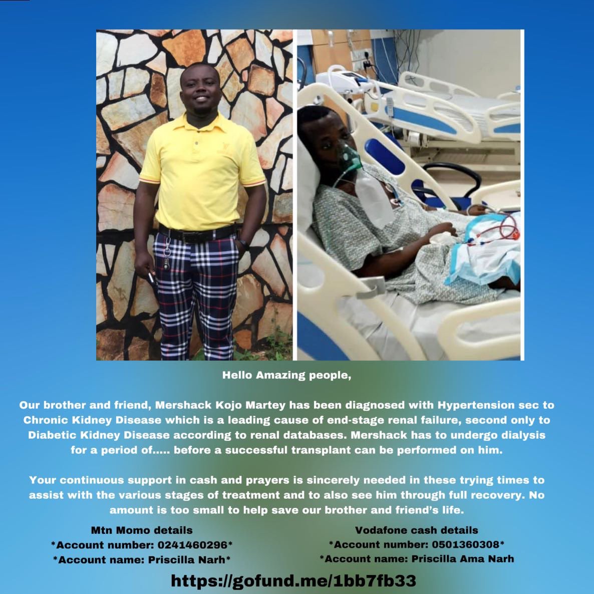 ekowmclean's tweet photo. We need your help to save the life of a brother. Any amount is good and we cannot do this without you. Visit the link https://t.co/9x46DTuBMu  and kindly help to save a life. 🙏🏾 https://t.co/TFfhppcAZw