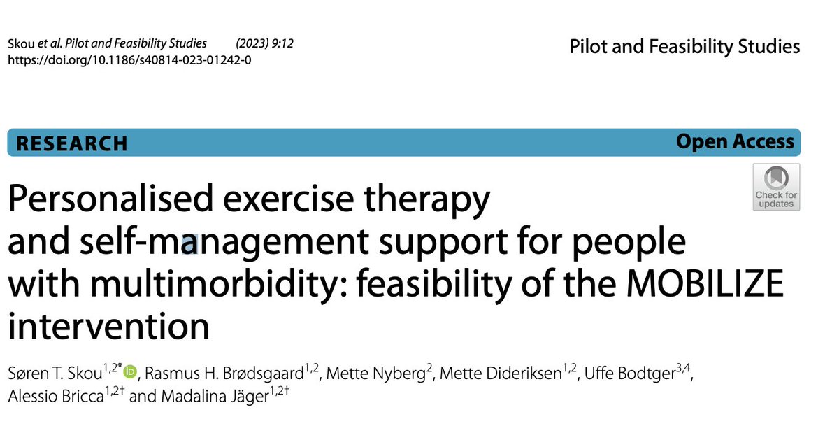 📢 NEW PAPER 📢

❓Is personalised #exercisetherapy and #selfmanagement support for people with #multimorbidity feasible❓

Short answer: YES 👇

…tfeasibilitystudies.biomedcentral.com/articles/10.11…
