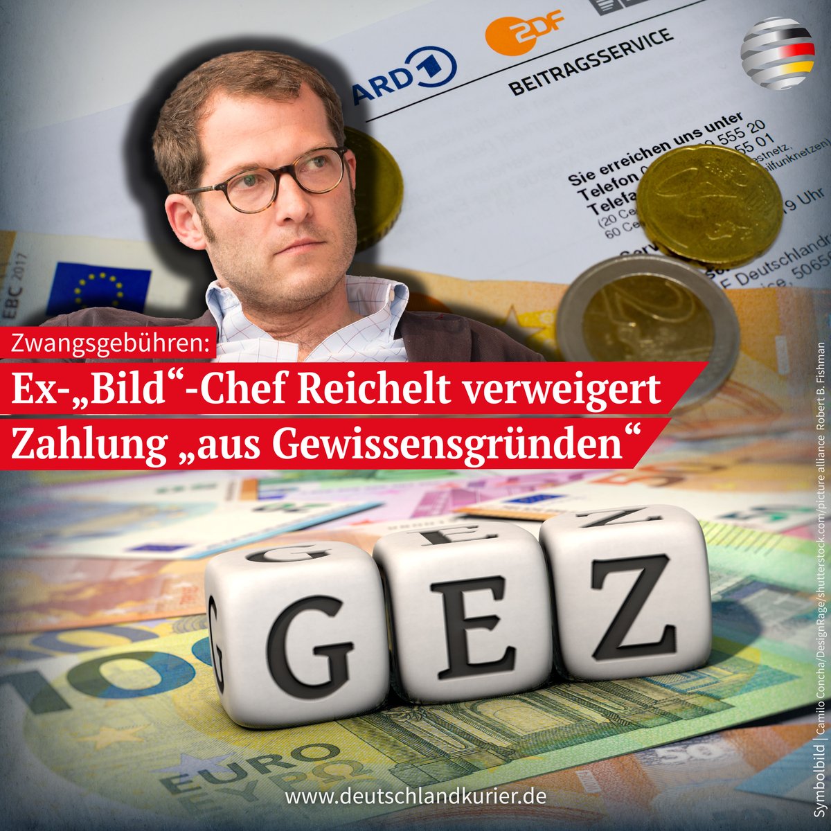 Deu_Kurier's tweet photo. „Aus Gewissensgründen“ verweigert Ex-„#Bild“-Chef Julian #Reichelt ab sofort die Zahlung der Zwangsgebühren für #ARD, #ZDF und #Deutschlandradio:

https://t.co/n7aDVPMmrx https://t.co/vIAWcA74aZ