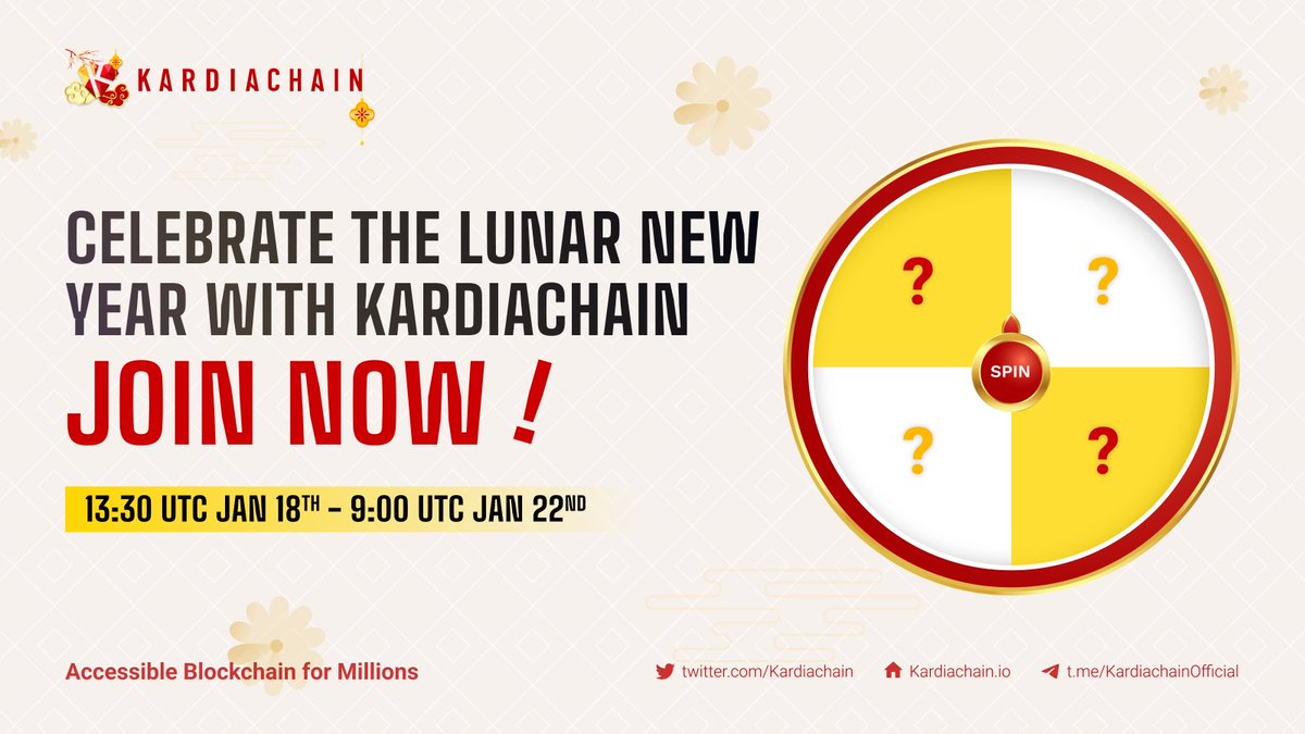 KaiDotNow's tweet image. 1/ Get ready to ring in the Lunar New Year with KardiaChain! Join our event from Jan 18th 13:30 UTC - Jan 22nd 9:00 UTC &amp;amp; collect the exclusive 2023 Red packets. Don't miss out! 🧧

Visit our website 👉 lunar-new-year-2023.kardiachain.io

Read 👇 on how to join