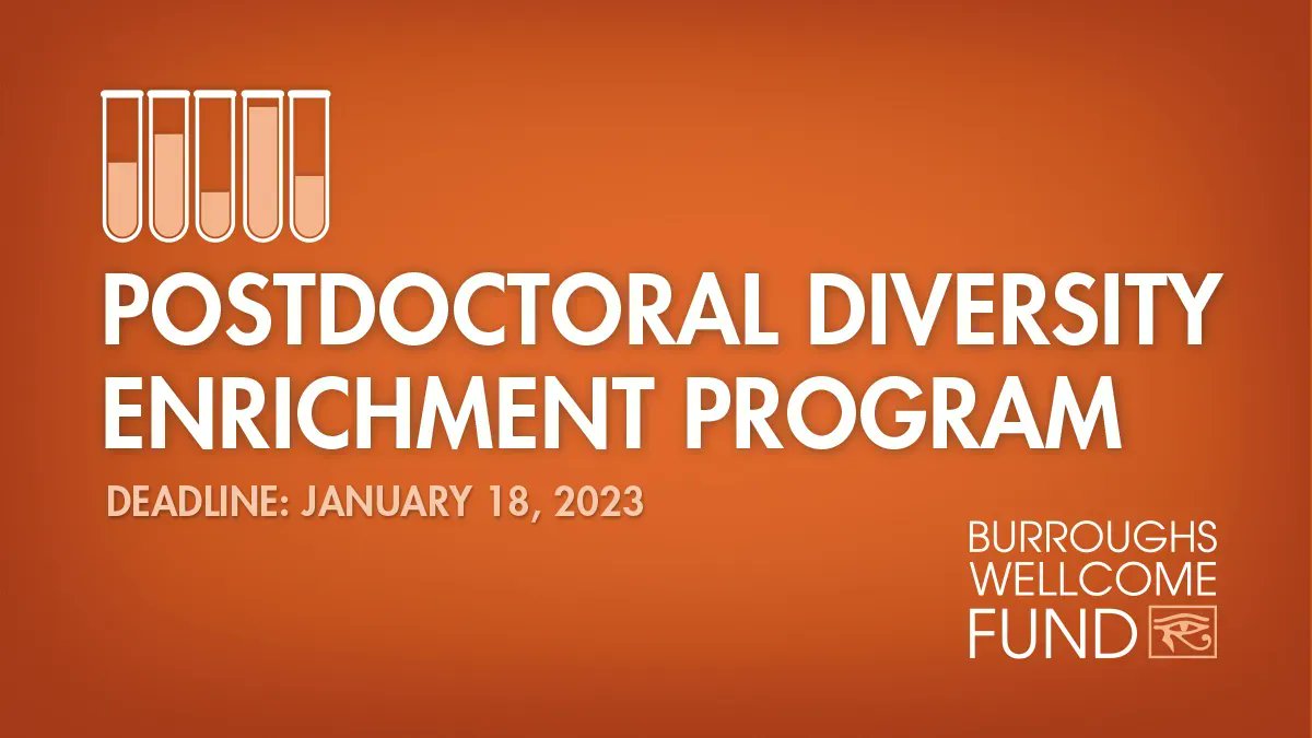 Deadline today - Postdoctoral Diversity Enrichment Program (PDEP)
Deadline January 18, 2023
buff.ly/3fvJd8J 
#bwfpdep