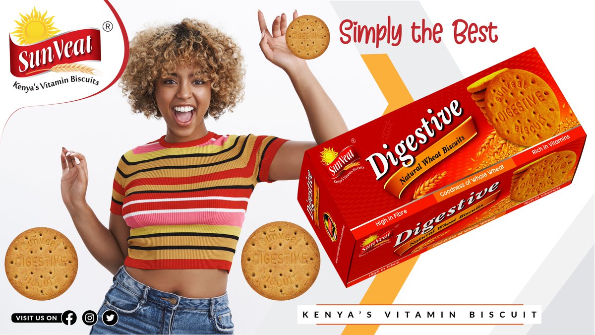 sunveat's tweet photo. Chagua la wote and simply the best, Suveat Digestive Biscuit. With every bite you take, enjoy the goodness of whole wheat, rich in vitamin and high in fibre
#SunveatBiscuits #kenyasvitaminbiscuits #trending #madewithlove #madeinKE #buykenyabuildkenya #madeinkenya #MadeForKenya https://t.co/I0F7mTyBVS
