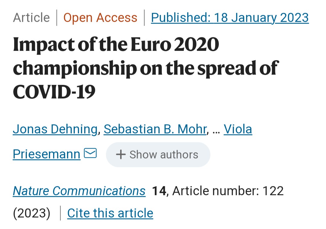Hey @priesemannlab. In a recent modeling study published by @NatureComms, you claim that football-watching men were responsible for 1000 Covid deaths during #EURO2022. The readers should know that (1) modeling isn't science, and (2) your previous predictions came right from hell.