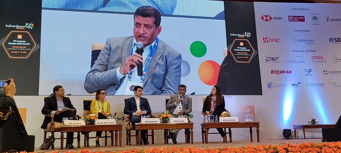 BMGFIndia's tweet photo. Senior Director Microfinance, @BRACworld, Arinjoy Dhar spoke how microfinancing is not enough when it comes to extremely poverty-stricken areas, we must also create livelihood opportunities to invest and grow finances. #IFI2022 #LetsAccelerate @ACCESSDevelopm3 https://t.co/tTrXQS0RAr