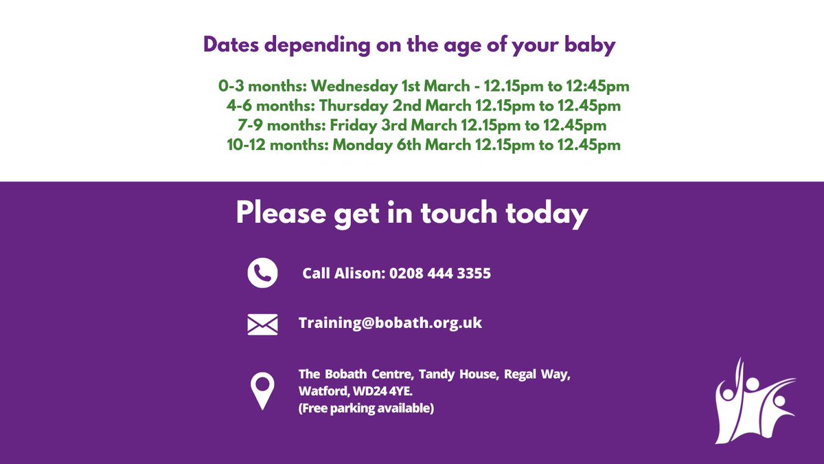 Bobath_Centre's tweet photo. We need healthy babies aged 12 months or younger, to demonstrate how babies typically develop. If you want to learn about the next stage in your baby’s development, whilst helping families affected by Cerebral Palsy, please get in touch today! 👶💚 https://t.co/x2bBEr8yW1