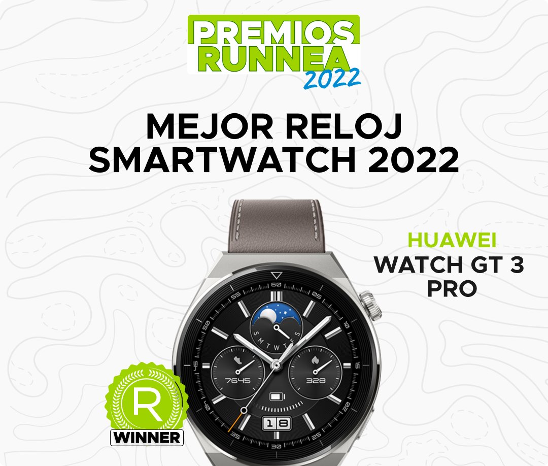 ¡Los expertos han hablado! 🎉 Si tenías dudas sobre qué smartwatch comprar, te las despejamos. #HUAWEIWatchGT3Pro ⌚️ sigue sumando reconocimientos y ahora se ha hecho con el premio a mejor reloj smartwatch de 2022 en los Premios Runnea 2022 🏆. Lo tienes aquí 👇🏼