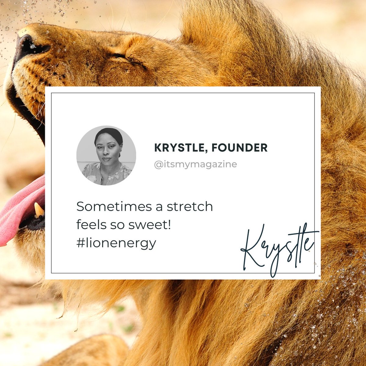 The older I get, the more I appreciate a good stretch
Happy hump day!
#Creakybones
#lionenergy #happyhumpday #stretch #krystlesays