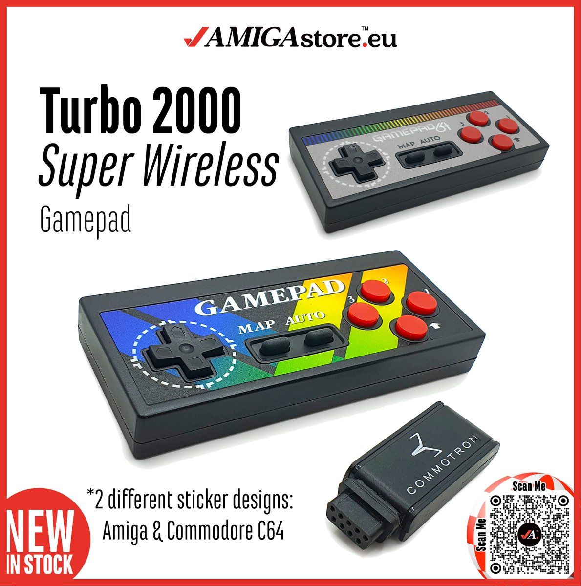 AMIGAstore's tweet photo. Turbo 2000 Super Wireless Gamepad
2 different sticker designs
Amiga & Commodore C64
https://t.co/80or6oqZ0g ↖️
For computers & classic consoles with a DB9 port for joysticks (Atari standard)
Available at @AMIGAstore.eu™
Your trusted #AMIGA_store
#Turbo2000 #WirelessGamepad https://t.co/e2dgxgdxJc