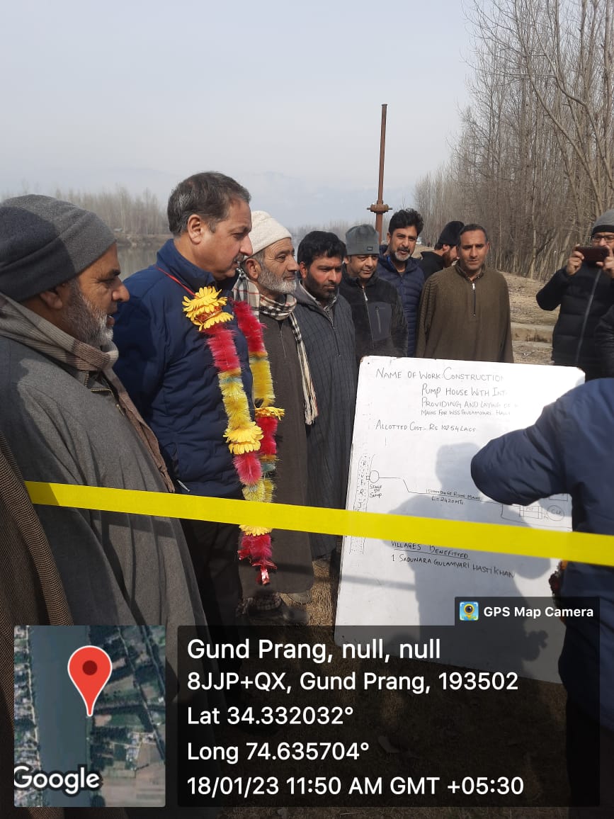 PHESUMBAL's tweet photo. Inauguration of Work" construction of Intake Channel sump cum Pump House Stage 1st WSS Gulamyari Hastikhan Under NRDWP. 
@Jalshakti_JK 
@BJKawoosa 
@dcbandipora @PheSopore @sehydbla https://t.co/yeOwvtTGpn