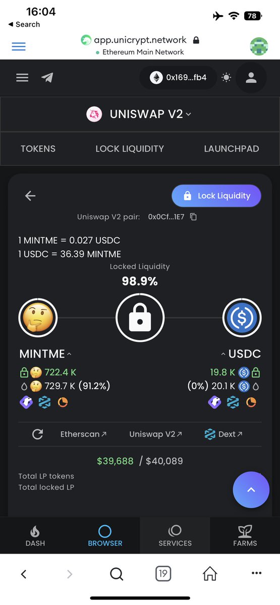 Wyll_BBK's tweet photo. #MintmeCoin is now available to trade on @Uniswap V2 on the #Ethereum chain.
I provided 40k$ of liquidities, locked for the next 3 months, same as I did for #Pancakeswap
Mintme is now traceable on #CronosChain #BSC and #Ethereum
#Bitcoin #Cro https://t.co/TBSupAcN86